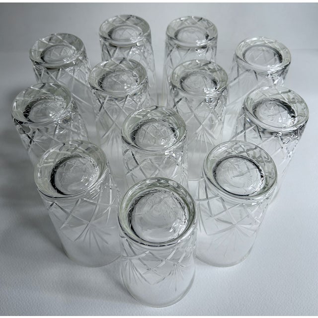 Vintage Set of 12 Cristal d'Arques Durand Clear Cut Crystal Tumblers For Sale - Image 14 of 17