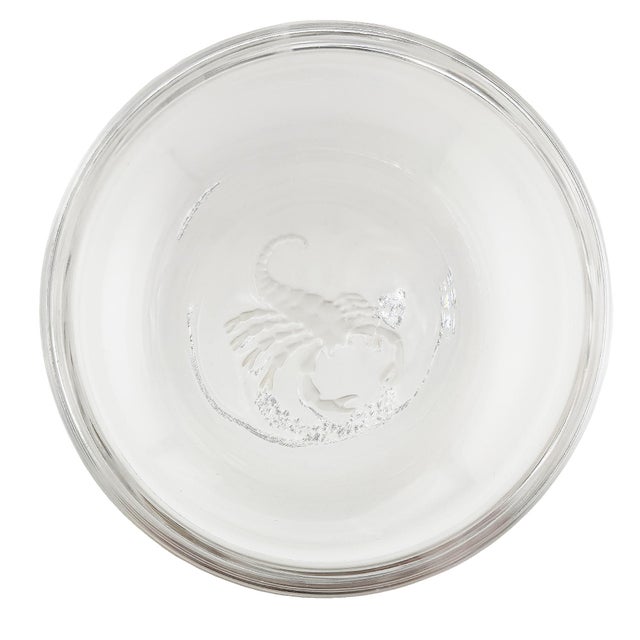 Mid 20th Century Val Saint Lambert Crystal Scorpio Dish or Ashtray With Etched Scorpion Motif For Sale