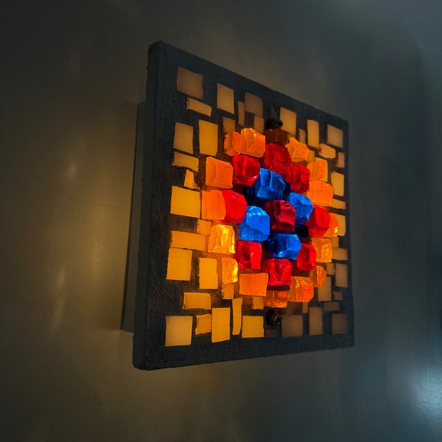 Brutalist Wall Lamp Glass in Resin, Germany, 1970s, Set of 2 For Sale - Image 8 of 18