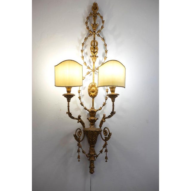 19th Century Italian Gilt-Wood Wall Lights Roma, 1840, Set of 2 For Sale - Image 10 of 14