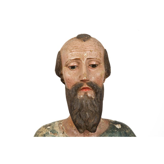 Wood 18th Century Spanish Colonial Polychromed Carved Wood Santos Sculpture For Sale - Image 7 of 18