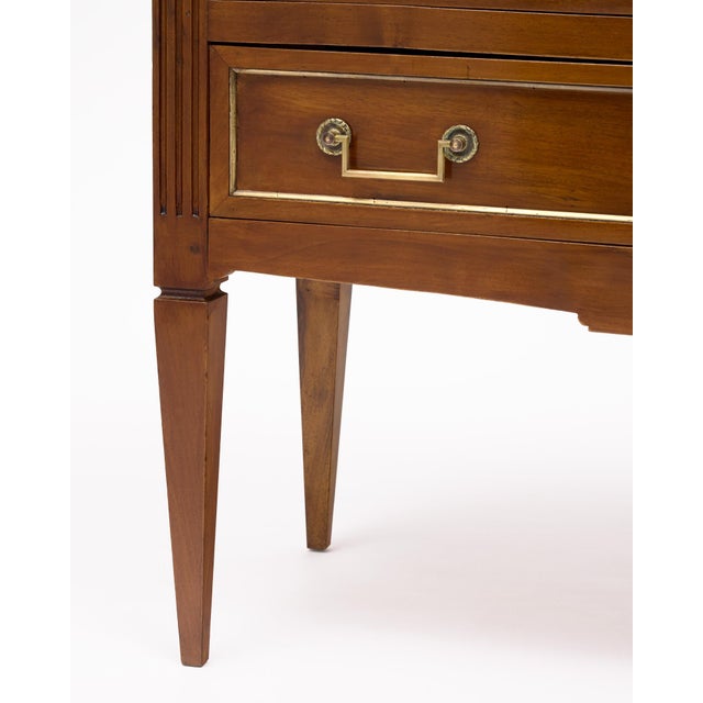 French Louis XVI Directoire Walnut Commode With Brass Inlay, Rhône Valley, Circa 1920 For Sale - Image 9 of 9