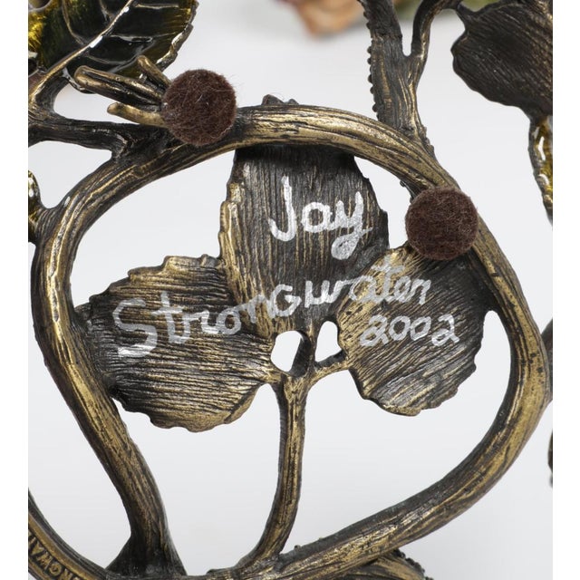 Jay Strongwater Glass & Jeweled Green Enamel Flower Bowl.