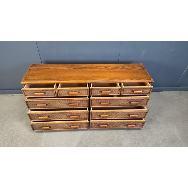 Wood Vintage Rattan and Bamboo Chest of Drawers, 1970s For Sale - Image 7 of 12