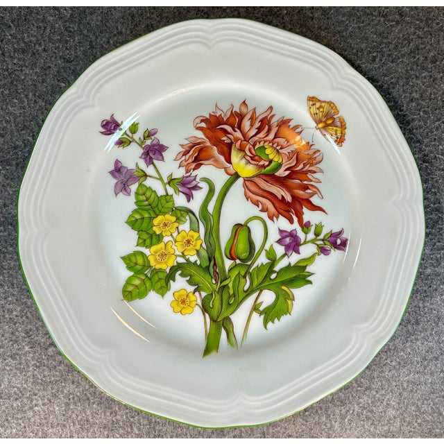 Late 20th Century Late 20th Century 2pc-Bareuther Waldsassen (Bavaria) Botanical Porcelain Plate For Sale - Image 5 of 8