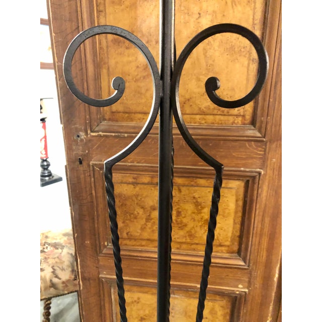 French 1920’s Wrought Iron Floor Lamp For Sale - Image 4 of 8