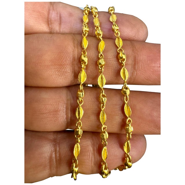 24 Karat Pure Gold Hand Made Yellow Gold Bead Necklace, 13 Gm, 18 Inch For Sale - Image 15 of 18