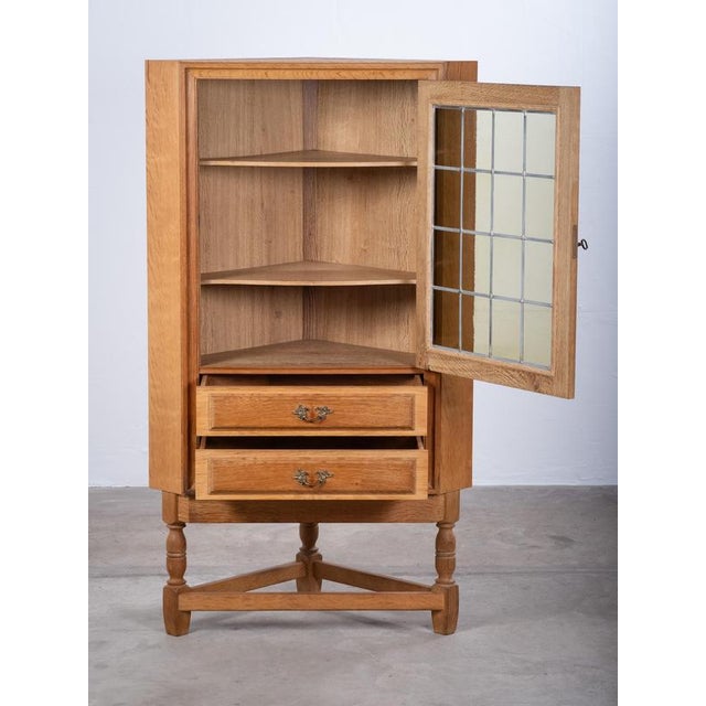 Brutalist Oak Corner Cabinet attributed to Henning Kjærnulf, Denmark, 1960s For Sale - Image 4 of 10