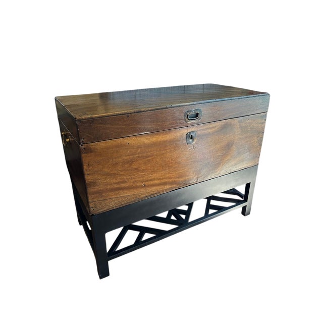 Victorian Mid 19th Century Victorian Camphorwood Trunk on Stand For Sale - Image 3 of 5