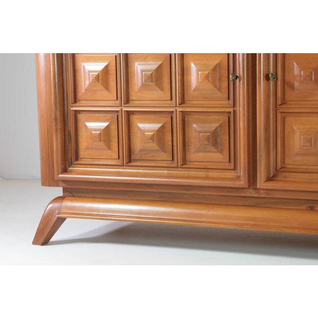 Large Brutalist Walnut Sideboard, France, 1940s For Sale - Image 9 of 13