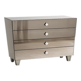 Contemporary Bronze Smoked Mirrored Four-Drawer Chest For Sale
