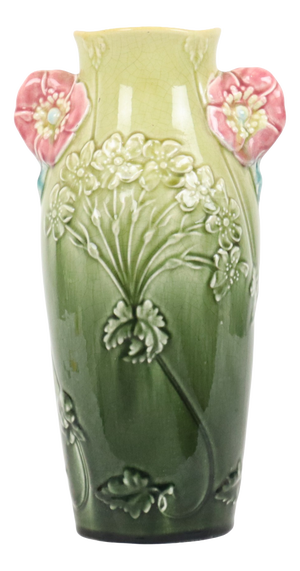 Art Nouveau French Majolica Vase by Gustave De Bruyn, 1890s