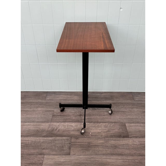 1960s Vintage High Coffee Table with Teak Top and Metal Frame with Casters, 1960s For Sale - Image 5 of 9