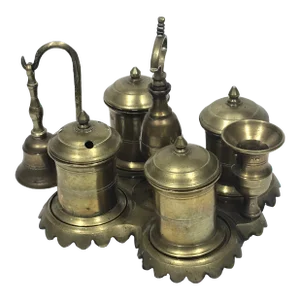 French Louis Philippe Bronze Inkwell and Bell Set Circa 1840