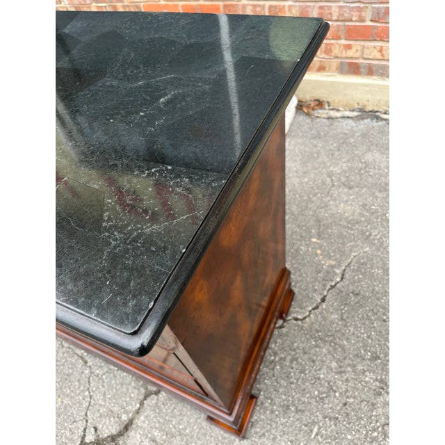 Brown Late 20th Century Maitland-Smith Burlwood & Black Marble Neoclassical Commode For Sale - Image 8 of 12