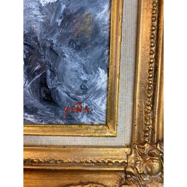 Original Abstract Expressionist Oil Painting in Ornate Vintage Gilded Frame For Sale - Image 4 of 11