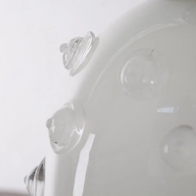 Silk-Colored Murano Artistic Glass Table Lamp with Warm Crystal Studded Studs, Italy For Sale - Image 6 of 10