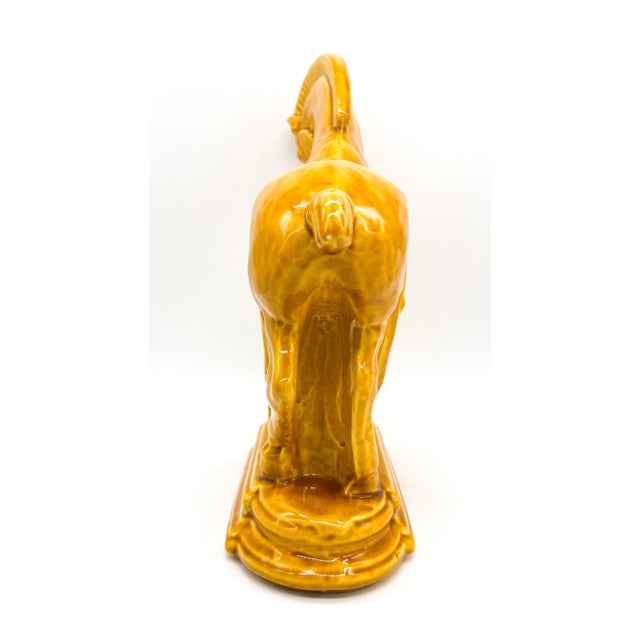 Mid-Century Tang-Style Horse Sculpture in Mustard Yellow Glaze - Chinoiserie, Hollywood Regency, Neoclassical For Sale In Houston - Image 6 of 13
