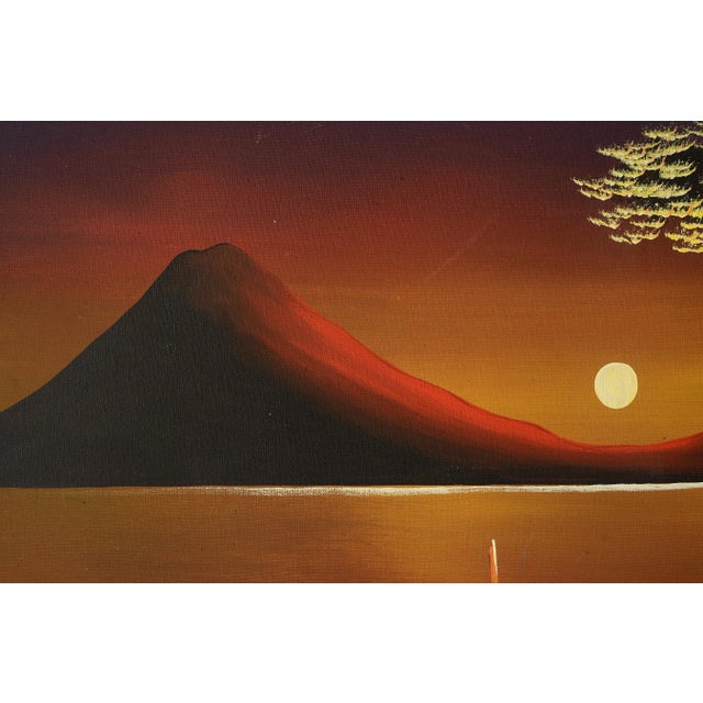 Modern Mid 20th Century "Tropical Seafarer at Moonlight" Landscape Painting, Framed For Sale - Image 3 of 10