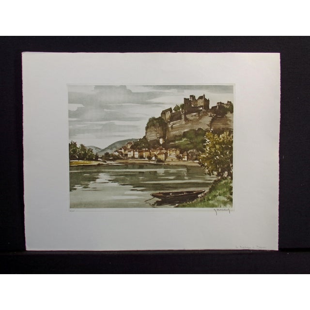 "La Dordogne à Bergerac" Etching by Roger Hebbelinck Hand signed, titled and numbered by the artist in pencil unframed...