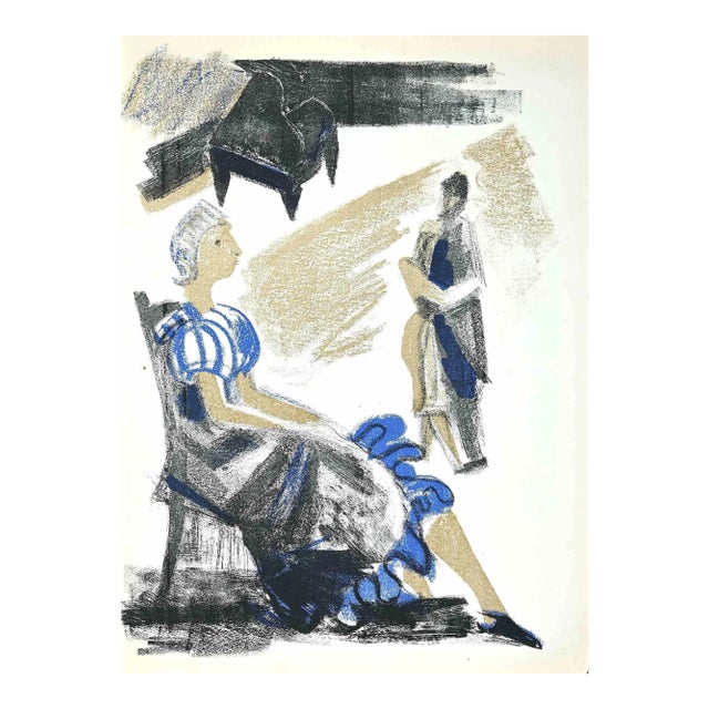 Albert Chavaz, The Pianist, Original Lithograph, 1947 For Sale