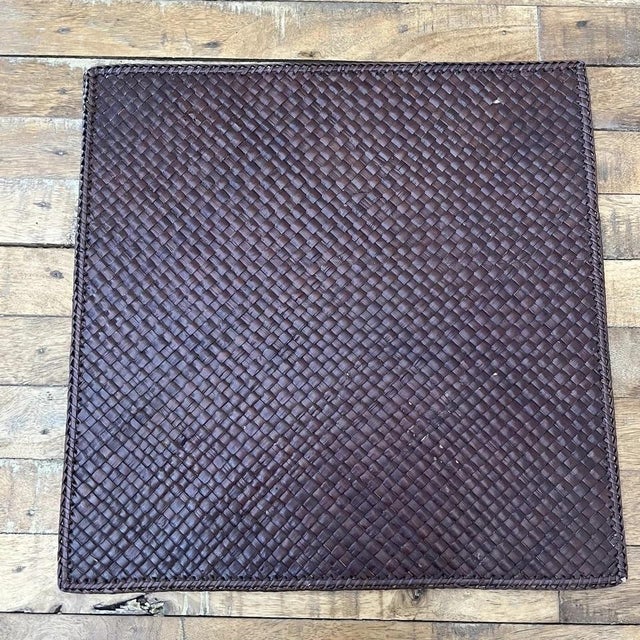 Vintage Handwoven Square Rattan Placemats - Set of 4 For Sale - Image 10 of 10