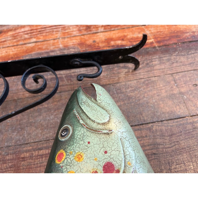 Folk Art Large Vintage Painted Folk Art Fish Trade Sign For Sale - Image 3 of 16
