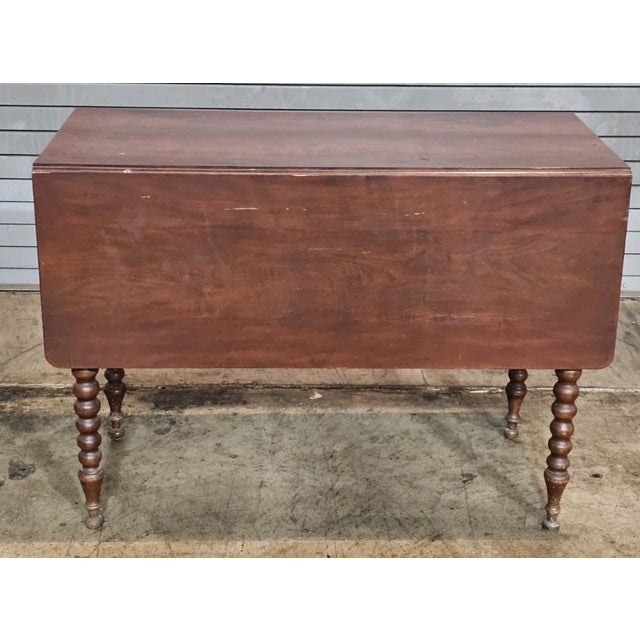 Early 20th Century Early 20th Century American Bench Made Mahogany Drop Leaf Table Carved Twisted Barley Legs For Sale - Image 5 of 8
