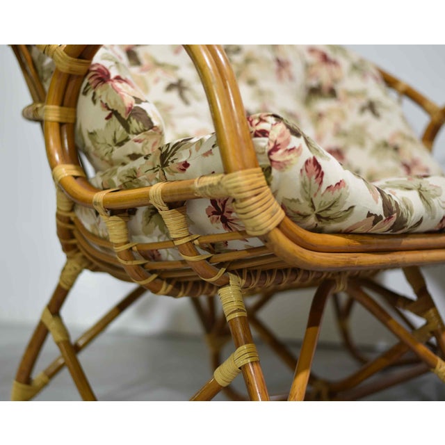 Vintage Palm Beach 2 Strand Rattan Bamboo Loveseat in the Style of Franco Albini For Sale - Image 10 of 13