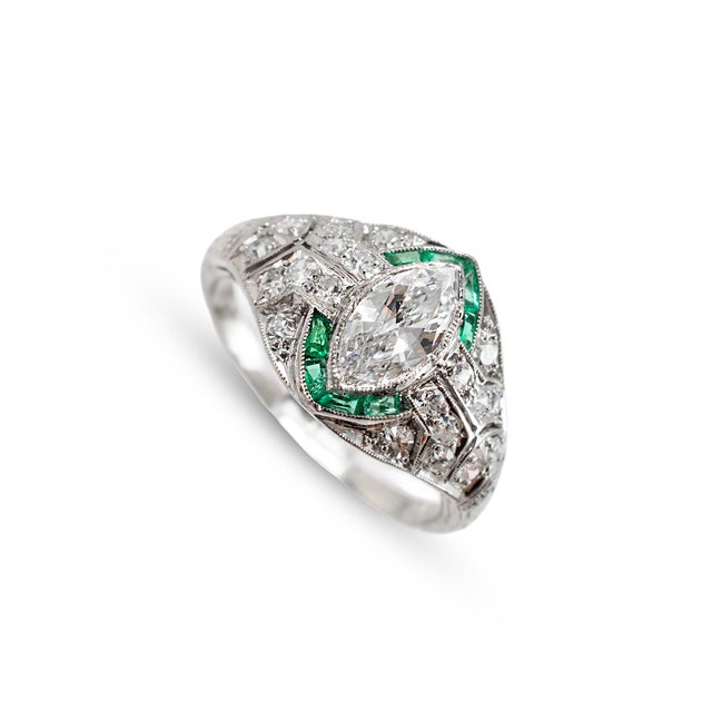 Gender: Ladies Metal Type: 900 Platinum Ring Size: 5 Width: 11.00 mm x 8.05 mm Shank: 1.40 mm Weight: 3.14 grams Ladies...