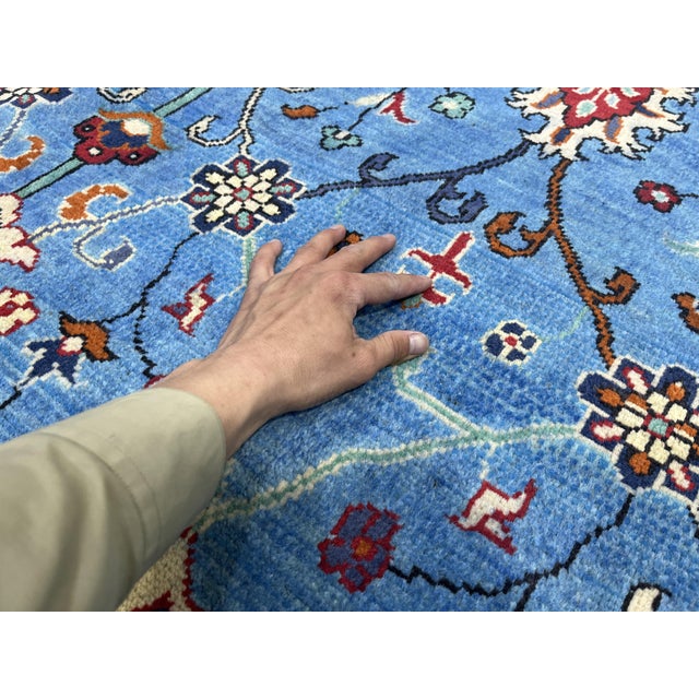 Blue Sultani Wool Area Rug With Persian Floral Design, 6'6" X 9'10" For Sale - Image 10 of 14