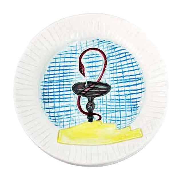 French Ceramic Hygeia Plate by R. Poiros, 1960s For Sale