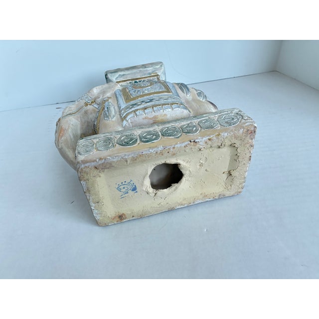 White Vintage Hollywood Regency Style Asian Terracotta Elephant Plant Stand Statue For Sale - Image 8 of 10