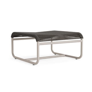 Brown Jordan Walter Lamb Aluminum Ottoman, Dove frame with Coal fabric For Sale