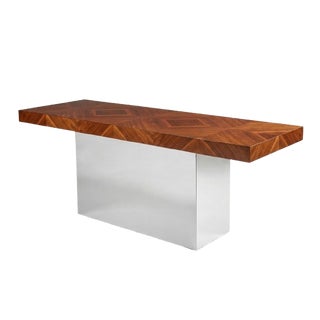 1970s Milo Baughman for Thayer Coggin Rosewood & Chrome Console Table Restored For Sale