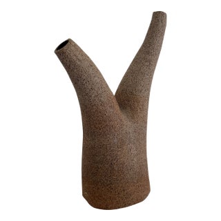 Vintage Biomorphic Earthenware Vase, Artist Signed For Sale
