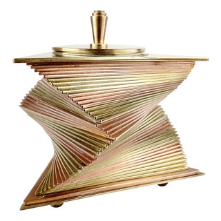 Art Deco Geometric Box in Copper and Brass, 1930s For Sale