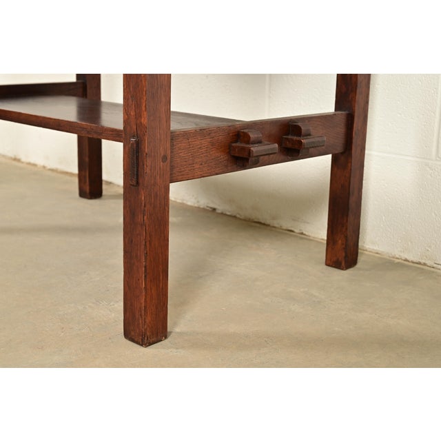 L. & J. G. Stickley Antique Mission Oak Arts & Crafts Writing Desk or Library Table, Circa 1910 For Sale - Image 10 of 14
