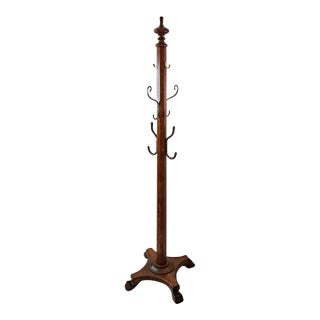 Antique Mahogany Hall Tree Coat & Hat Stand With Lion Paw Feet, For Sale