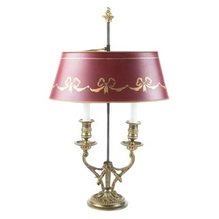 19th Century Louis XVI Style Bouillotte Lamp With Oval Shade