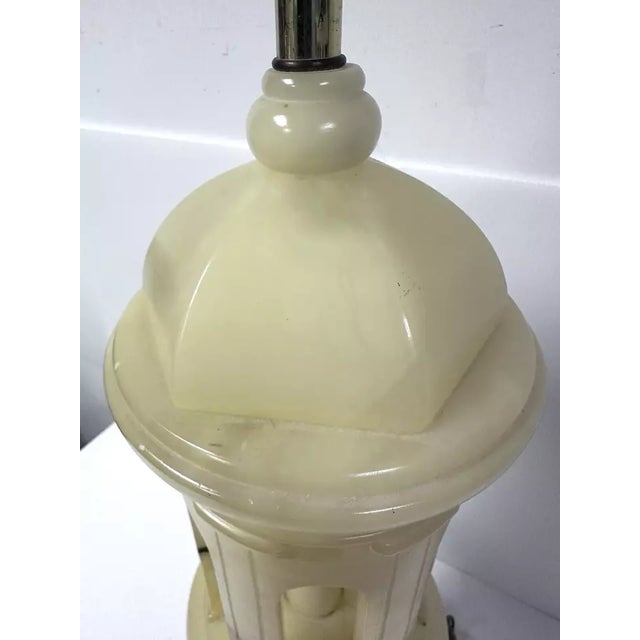 Stone Vintage Large Safran & Glucksman Sculpted Alabaster Marble Table Lamp For Sale - Image 7 of 12