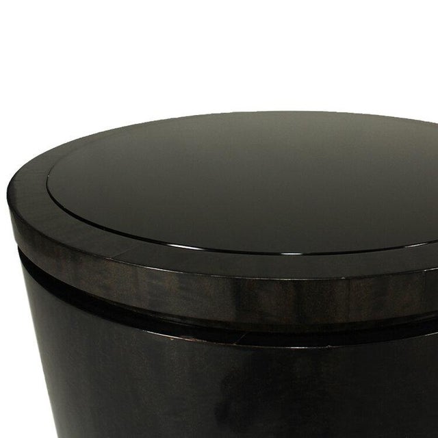 Contemporary Contemporary Drum Occasional End Table With Tinted Glass Top For Sale - Image 3 of 4