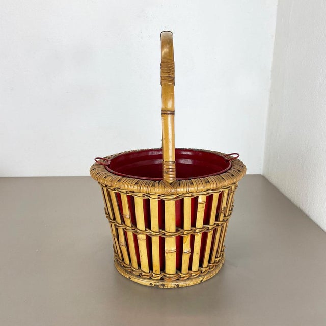 1960s Minimalistic Bamboo Metal Planter in the style of Matégot, France, 1960s For Sale - Image 5 of 18