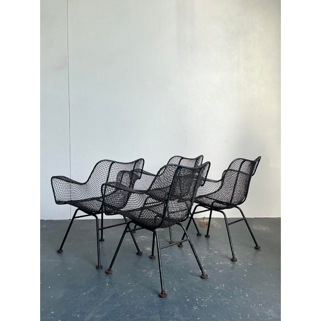 Mid 20th Century Vintage MCM Russell Woodard “Sculptura” Wrought Iron Dining Chairs - Set of 4 For Sale - Image 5 of 12