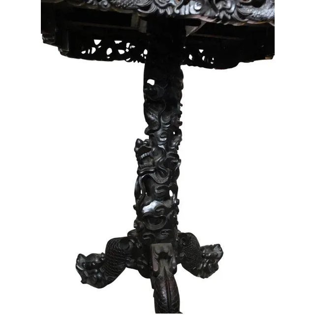 White 19th Century Chinese Carved Hardwood Center Table with Marble Top For Sale - Image 8 of 11