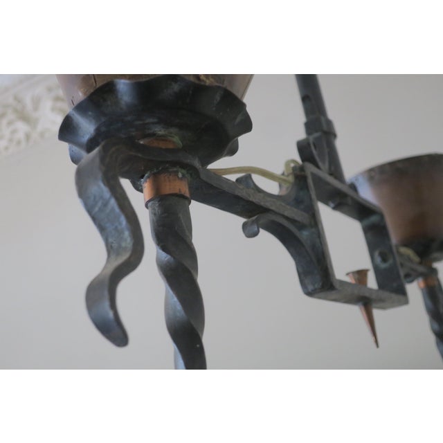 Brutalist Wrought Iron and Copper Chandelier, 1960s For Sale - Image 6 of 16