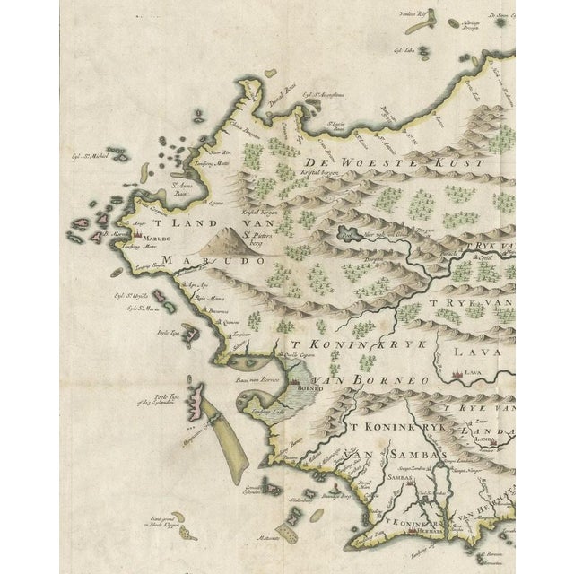 Antique Map of Borneo Kalimantan Indonesia and Sabah Malaysia and Brunei For Sale - Image 4 of 7