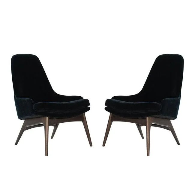 Set of Slipper Chairs by Adrian Pearsall in Navy Mohair, 1950s For Sale - Image 12 of 12