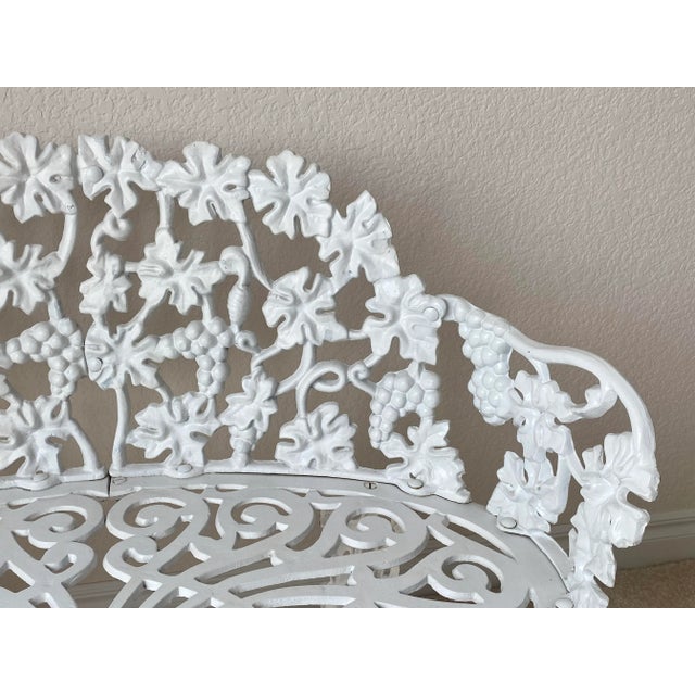 Mid 20th Century Exquisite Wrought Iron Victorian Style Grape Vine Leaf Settee, 2 Chairs and Table, 4 Pieces Excellent "Mint" Condition.. For Sale - Image 10 of 12
