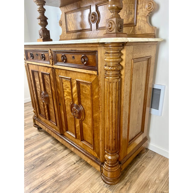 Antique French Napoleon III Curly Walnut Vassallier Buffet For Sale - Image 4 of 12